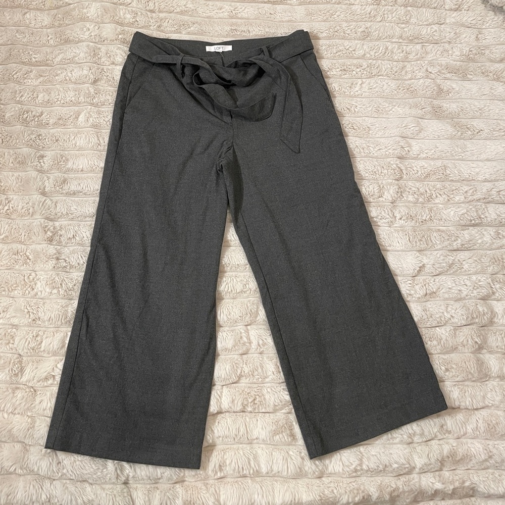 LOFT Wide Leg Dress Gray Pants